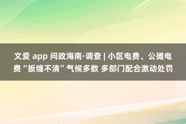 文爱 app 问政海南·调查 | 小区电费、公摊电费“扳缠不清”气候多数 多部门配合激动处罚